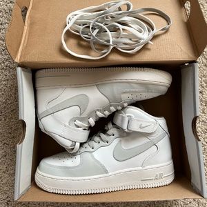 Custom grey and white Nike Air Force 1 Mids size Women's 8.